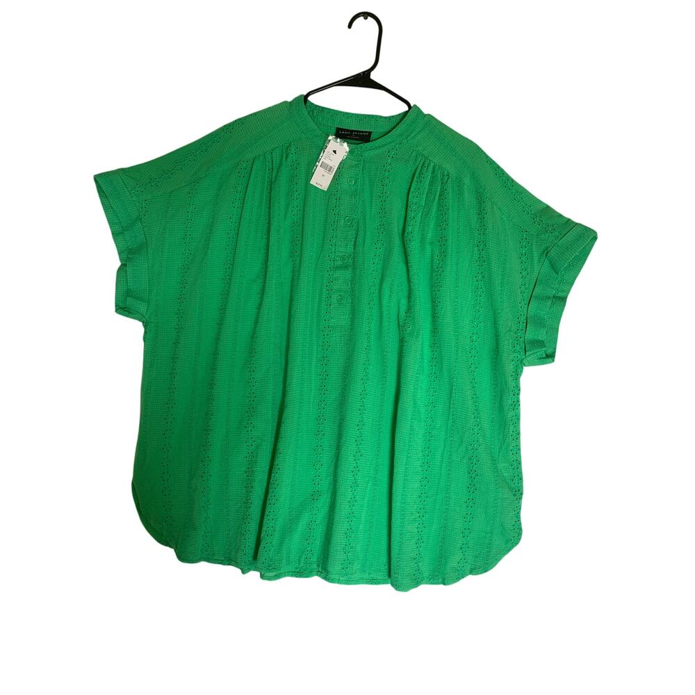 Lane Bryant NWT Green Embroidered Eyelet Blouse-Size 22 - Picture 2 of 10